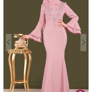 Beautiful salmon pink embroidered dress